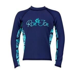 Ron Jon Kids Navy Long Sleeve Rash Guard Small Mermaid Scales